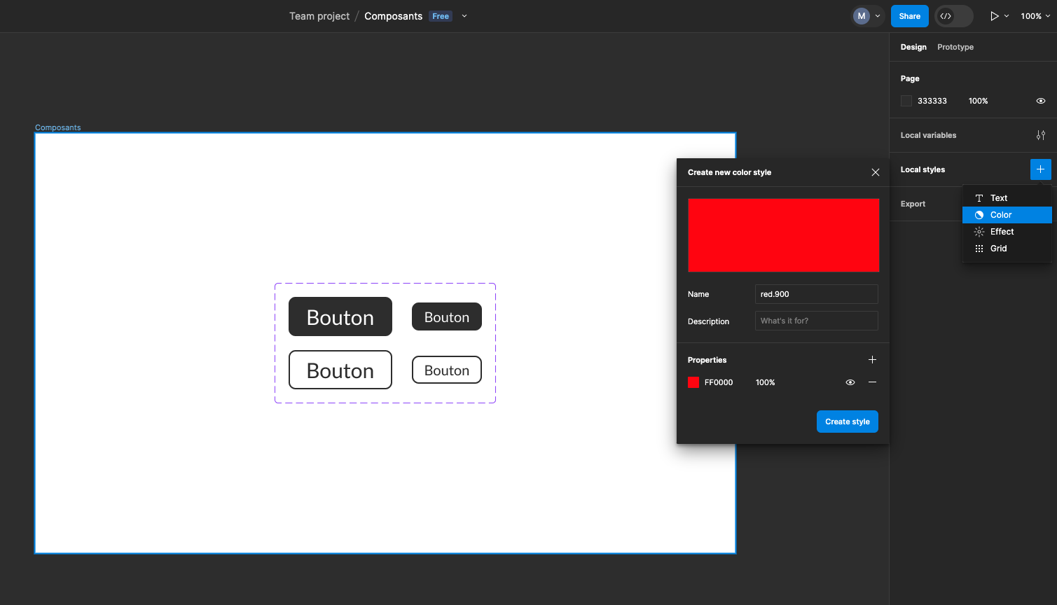 Définition de styles locaux